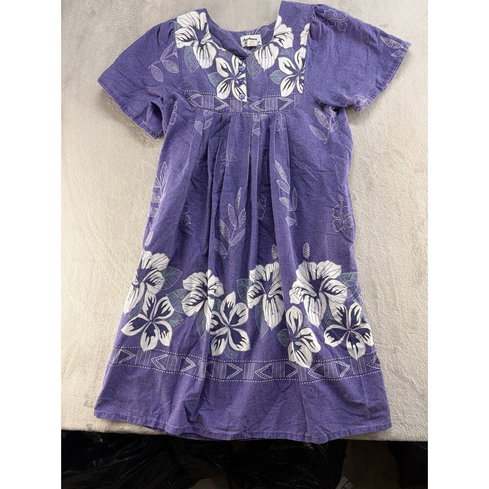 Anthony Richards House Sun Dress Lavendar Tropical Hawaiian Floral MuMu Size M